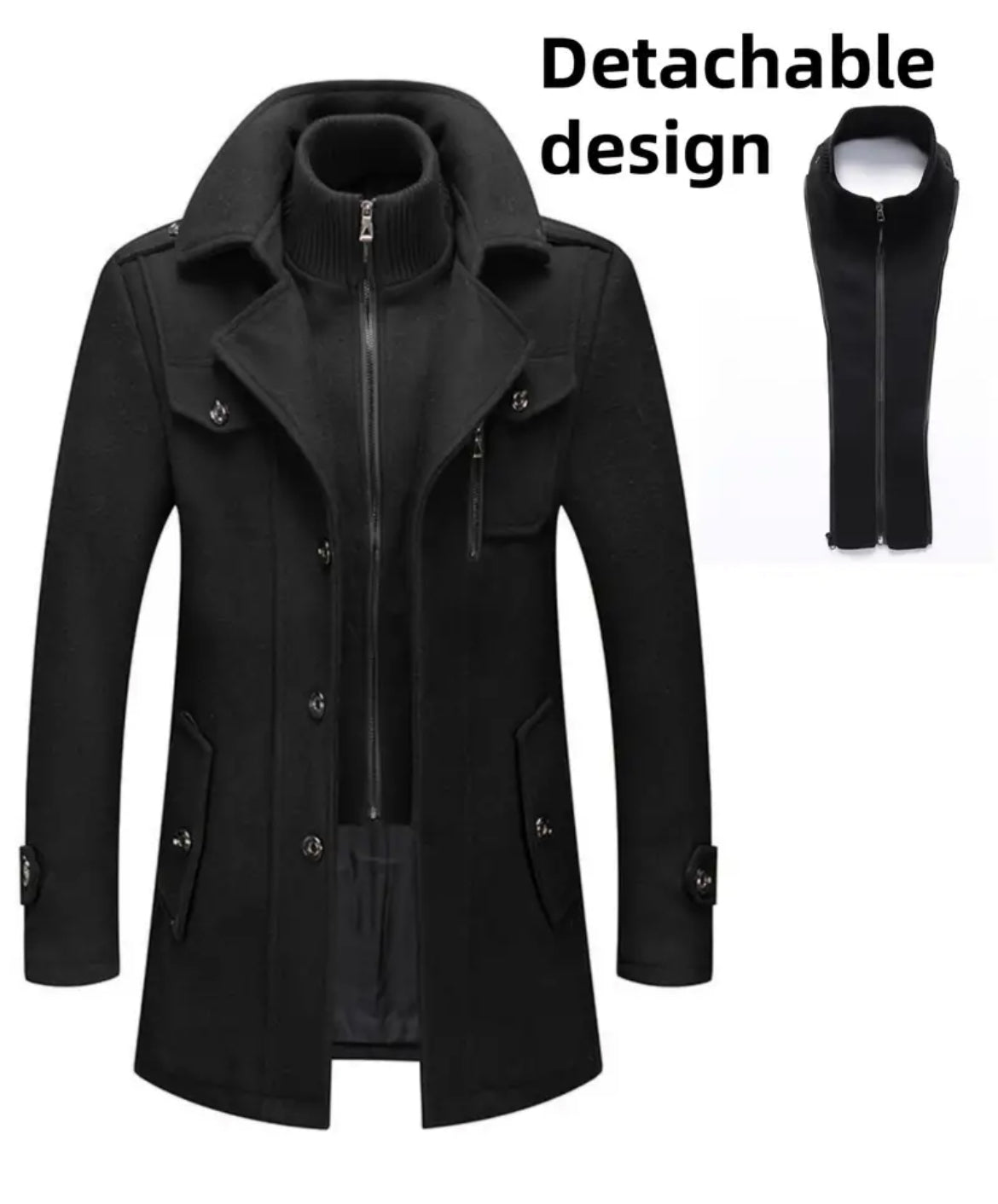 “Autumn And Winter” Sugar Daddy’s Collection 🎩Woolen Coat, Fashionable Double Collar Cold-Resistant Windbreaker