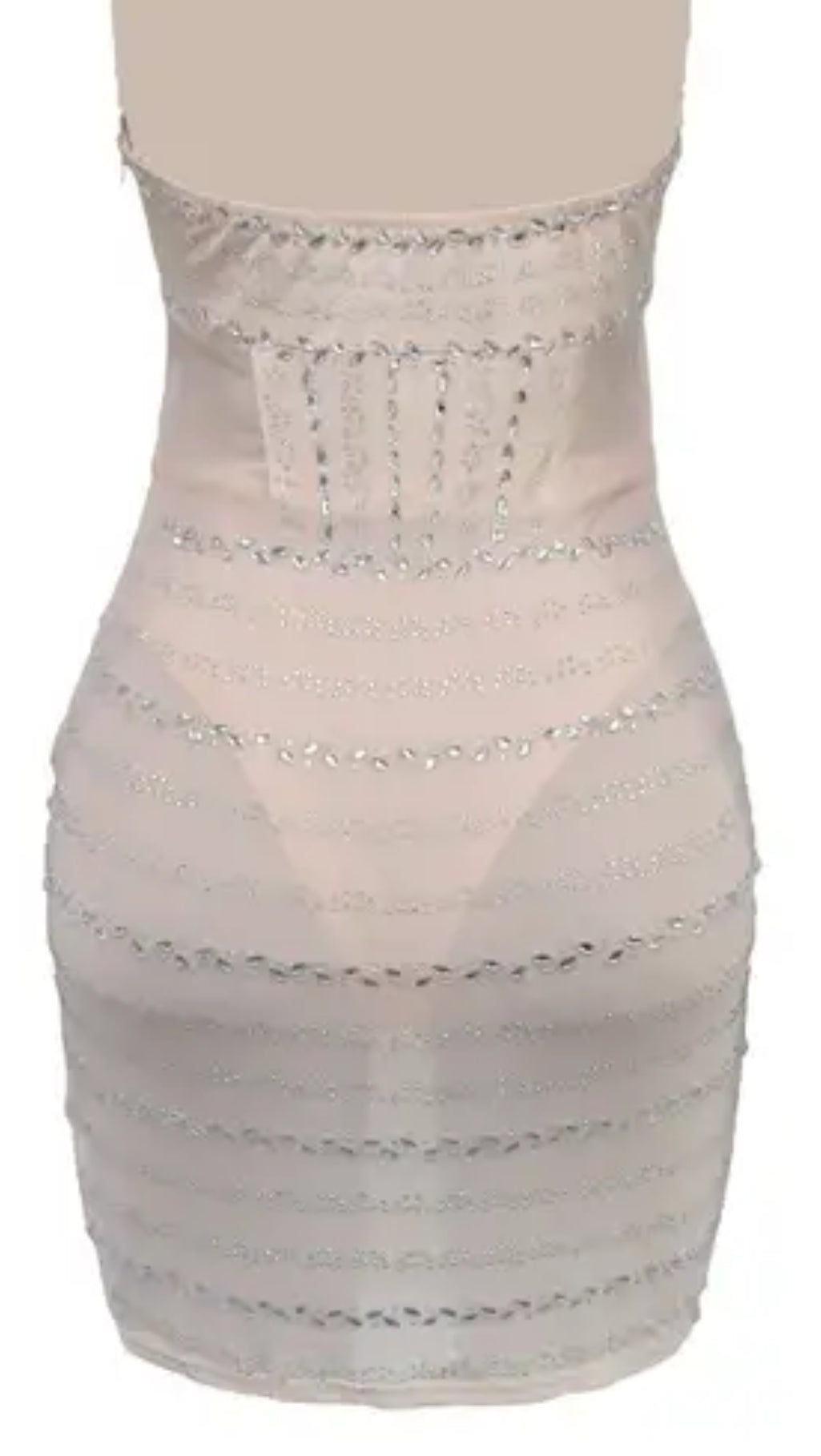 “Devine” Bodycon Fit with Rhinestone Detail- Sheer Mesh Halter Sleeveless Dress