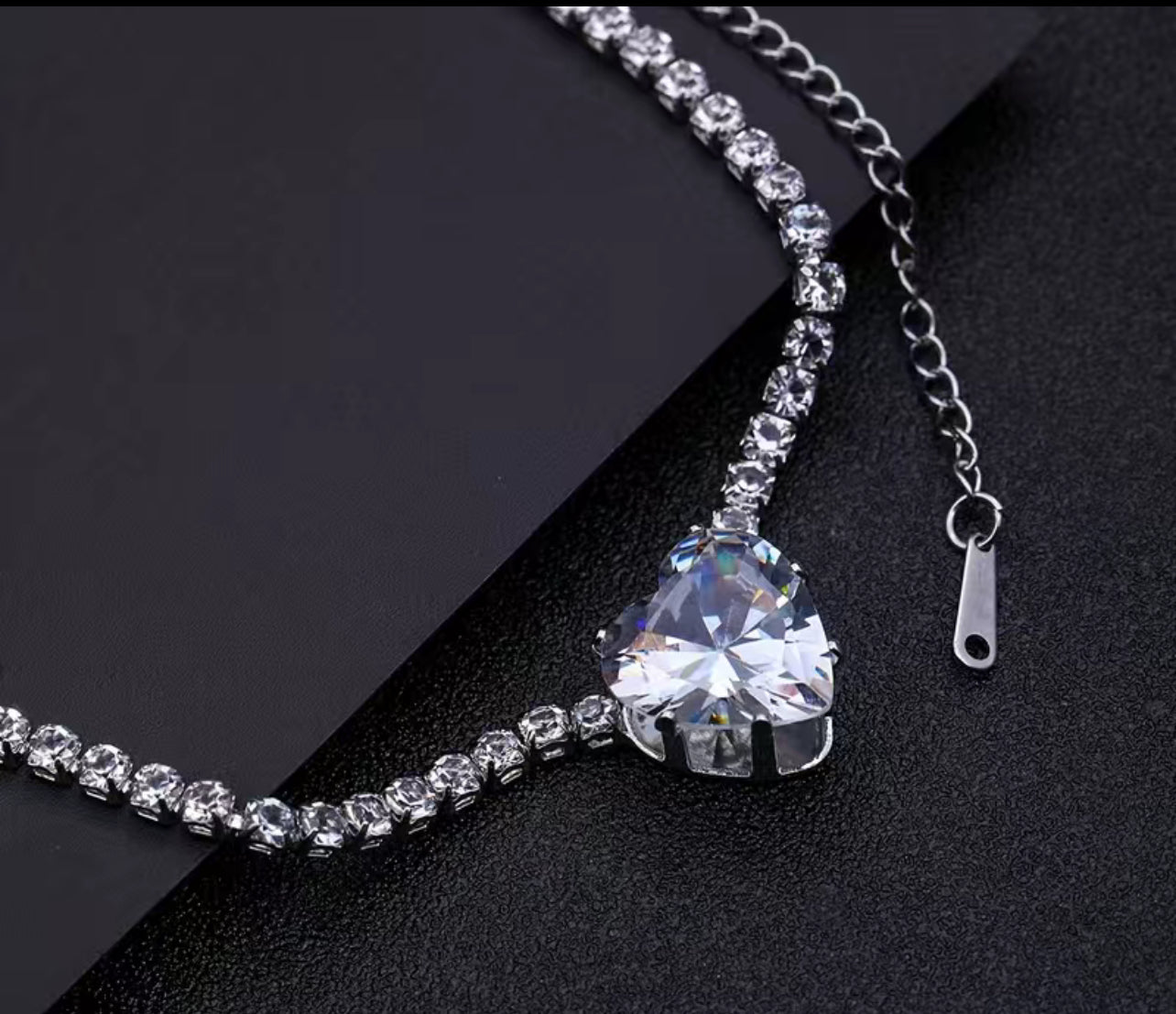 Sparkling Crystal Heart Pendant Necklace