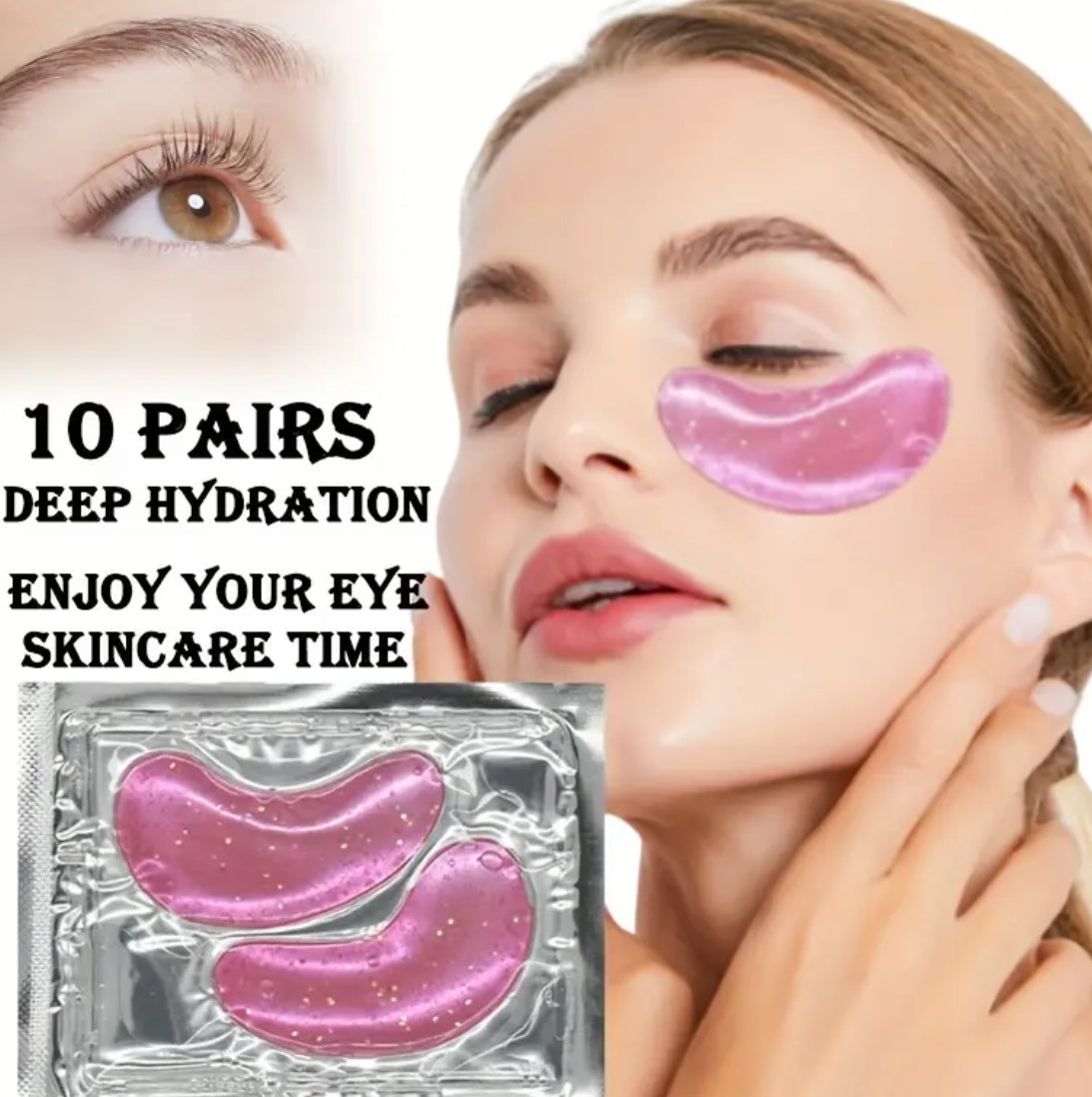 20pcs | Moisturizing Pink Crystal Under Eye Mask & Hydrating Lip Mask Sets