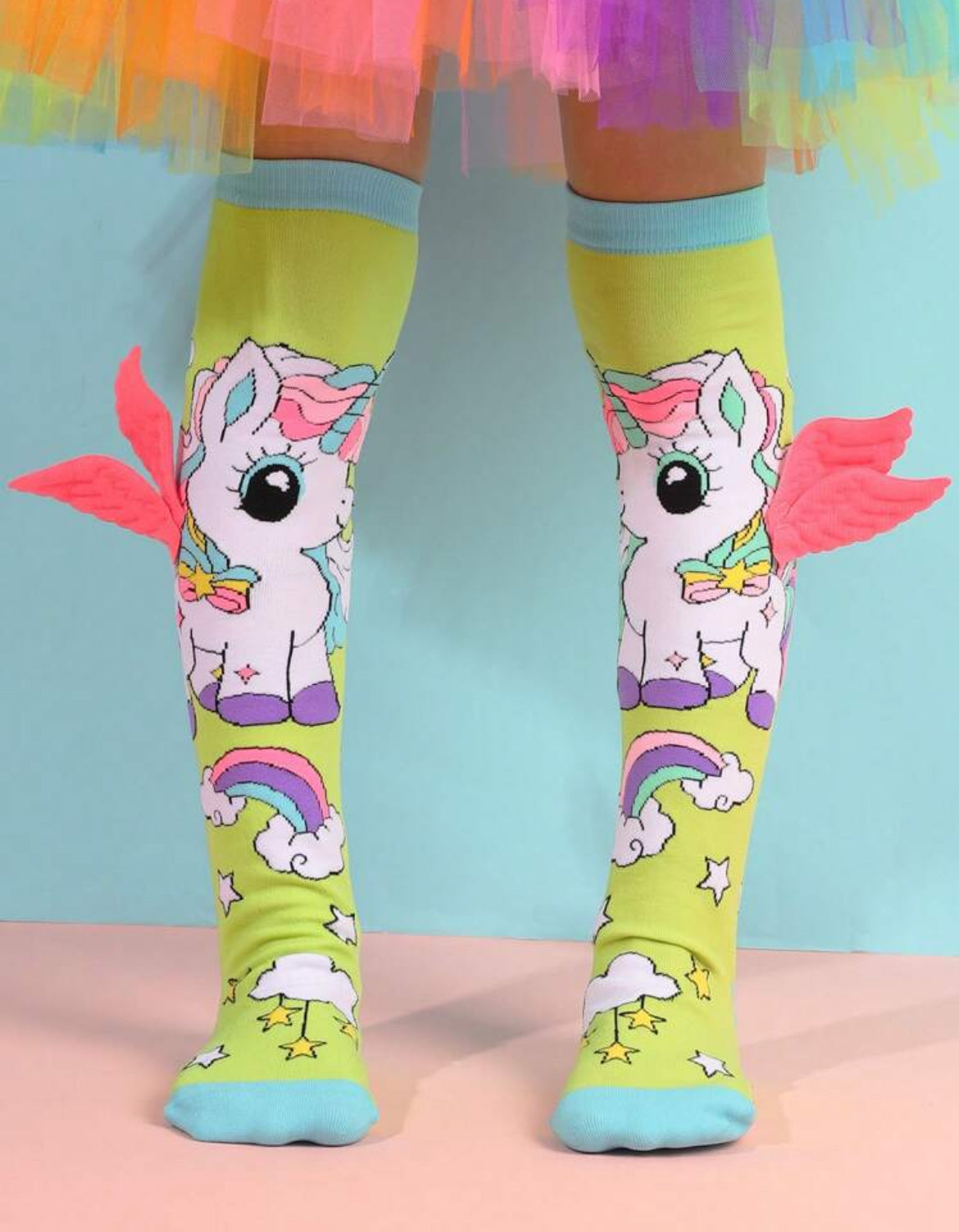 “Puppy & Unicorn Love” 💕 🐾 Pink Cute Little Dog Knee High Socks, 1 Pair