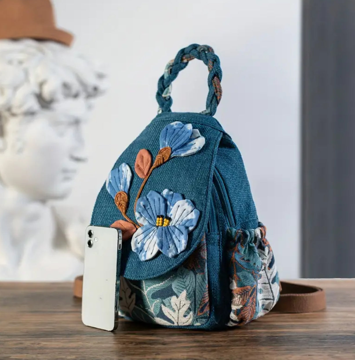 “Boho Flowers” Chic, Tie-Dye Backpack