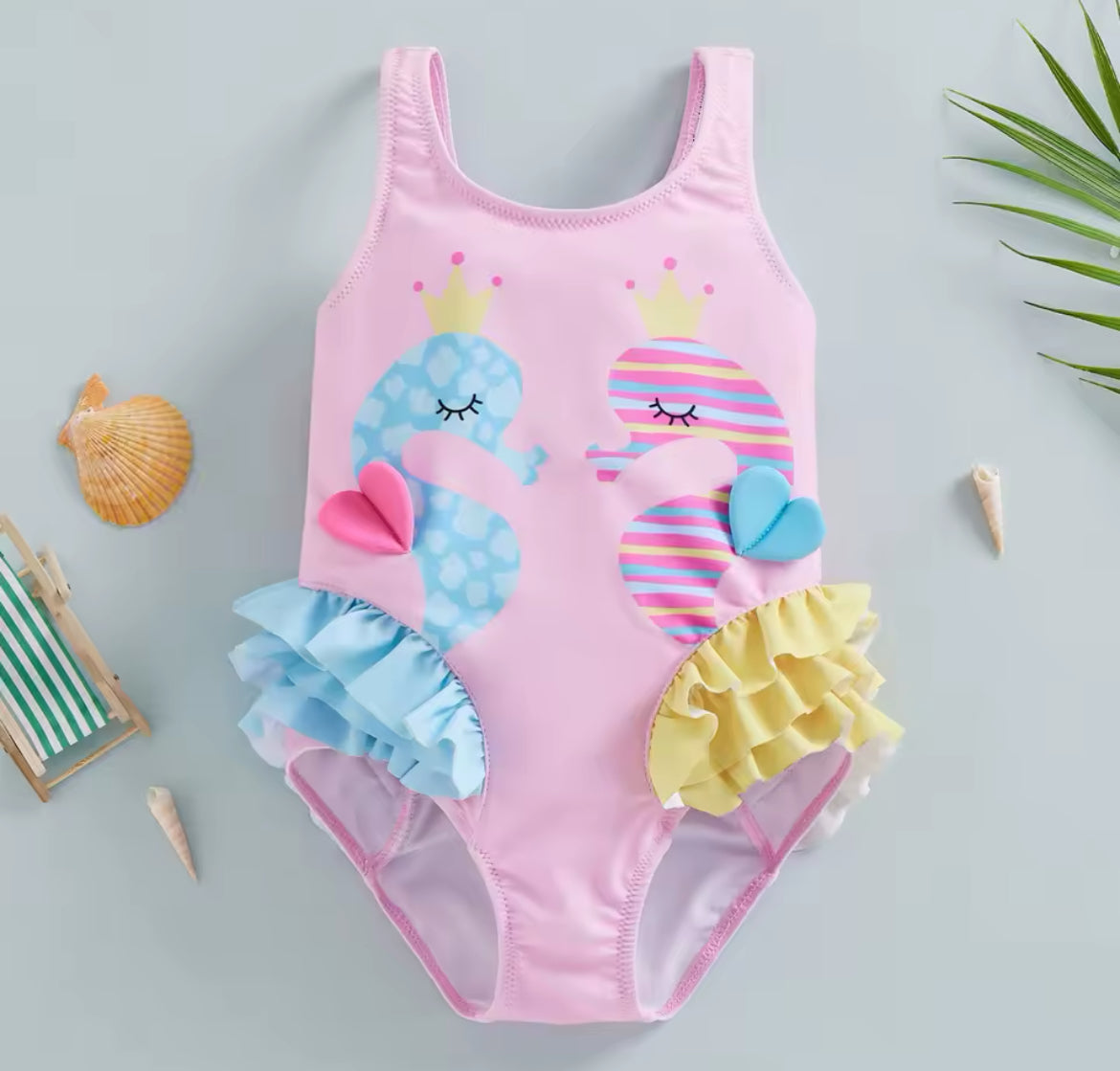 “Seahorses & Friends” Children's Ruffle Beachwear