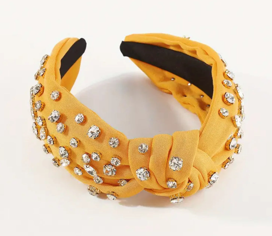 Youth, 1pc Baroque, Light Luxury Headband With Rhinestone And Exaggerated Fabric Knotted