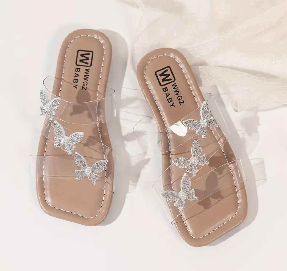 “Rhinestone Butterflies” Open Toe Sandals For Girls