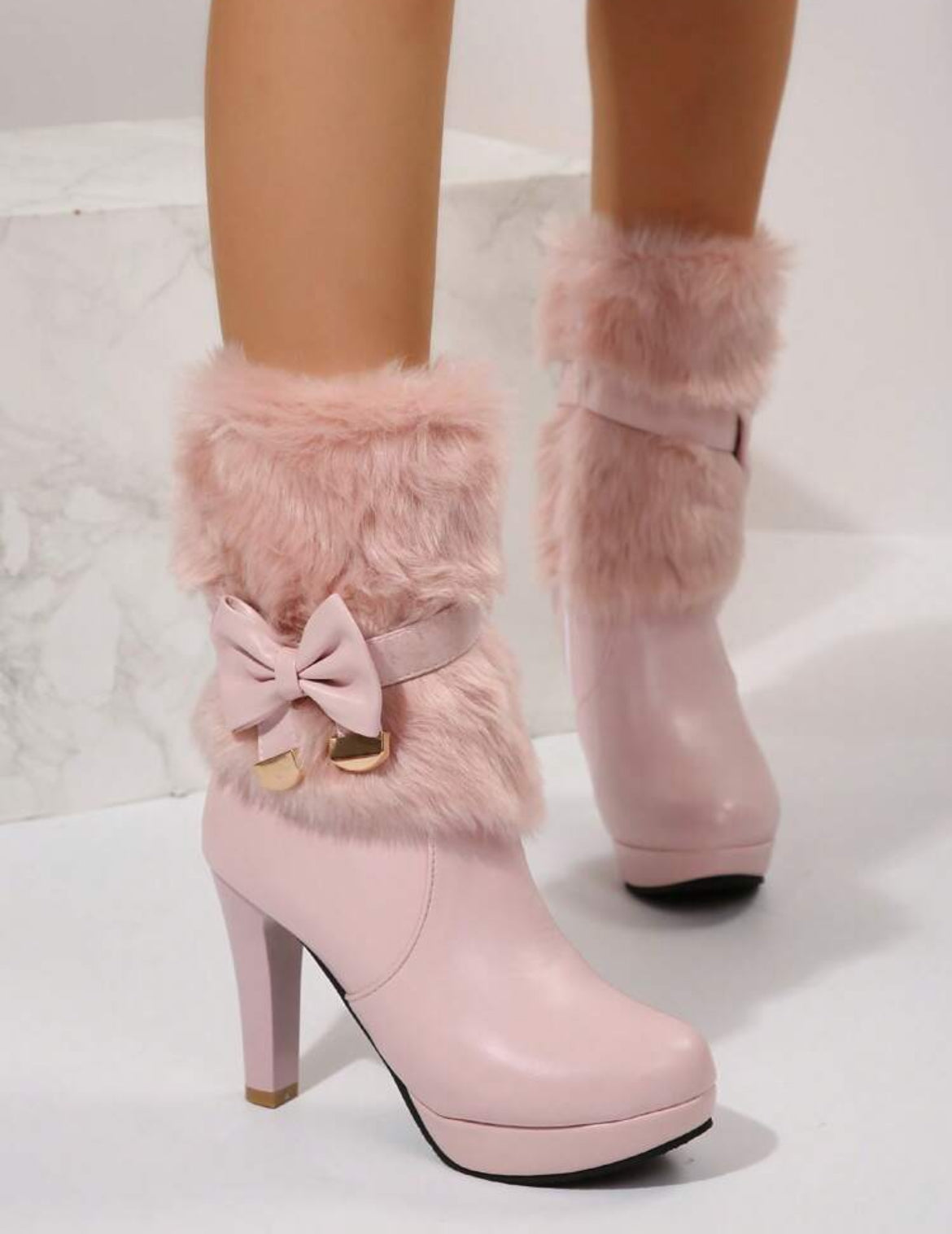 “Chic Bows” Side Zipper Elegant Boots, Mid-Calf, Pointed Toe, Slim Heels