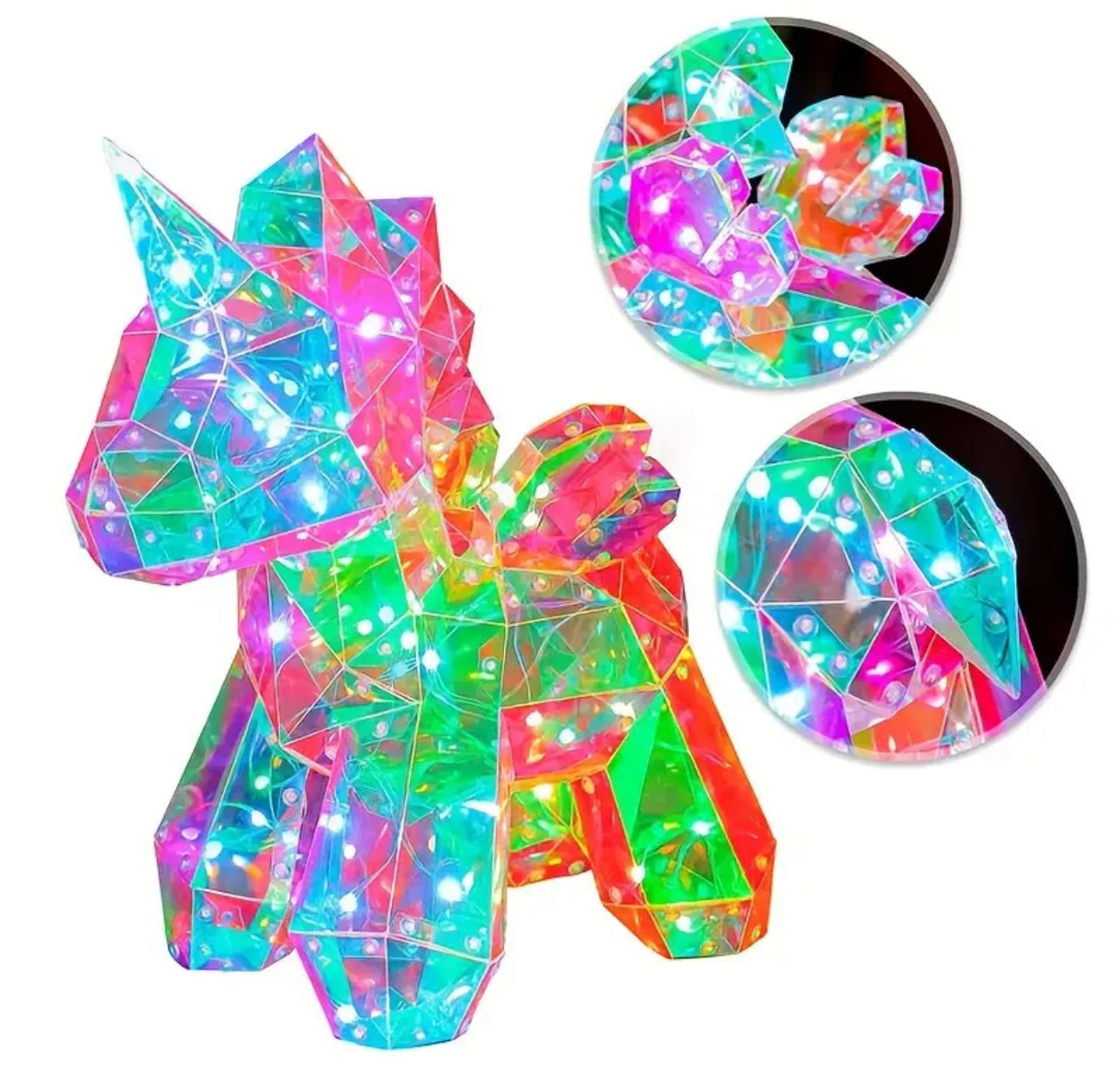 1pc Modish Hologram, Rainbow Unicorn Glow Light, USB Powered