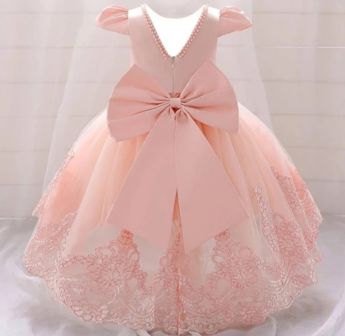 Toddler Princess Bow Tulle 1st Birthday Gown