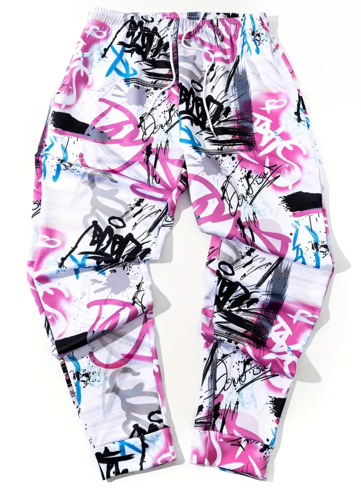 Graffiti Drawstring Loose Fit Joggers, Men’s & Teens