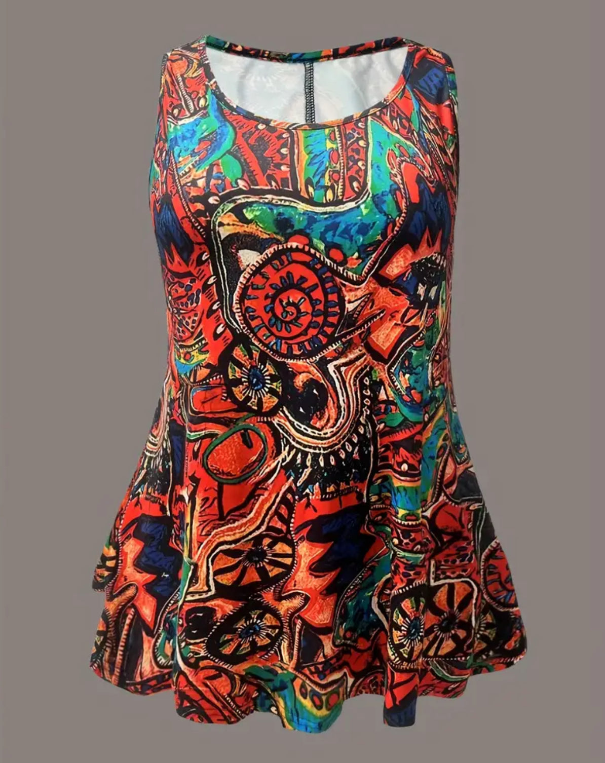 Boho Mandala Print, Top tank me qafë të rrumbullakët dhe dollakë Capri, deri në 4XL