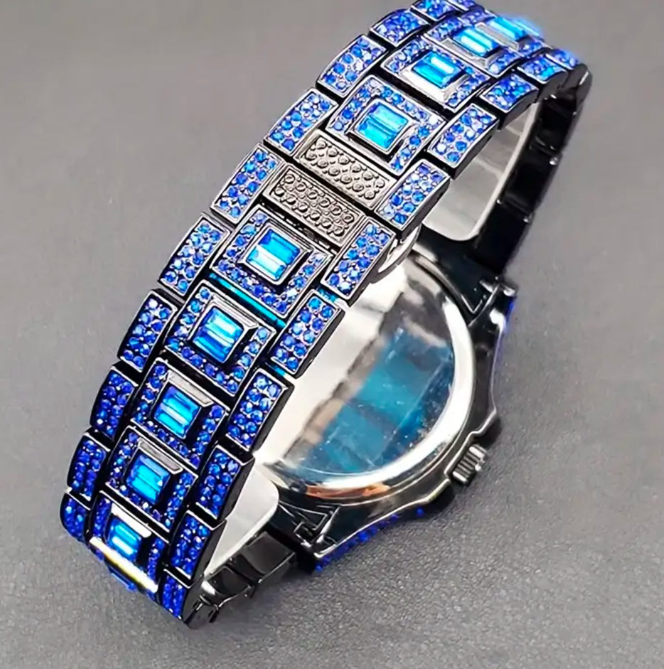 “Luxury Rainbows” Diamond Quartz Watch - Hip Hop Gothic Street Style, Analog Display with Rhinestone Accents