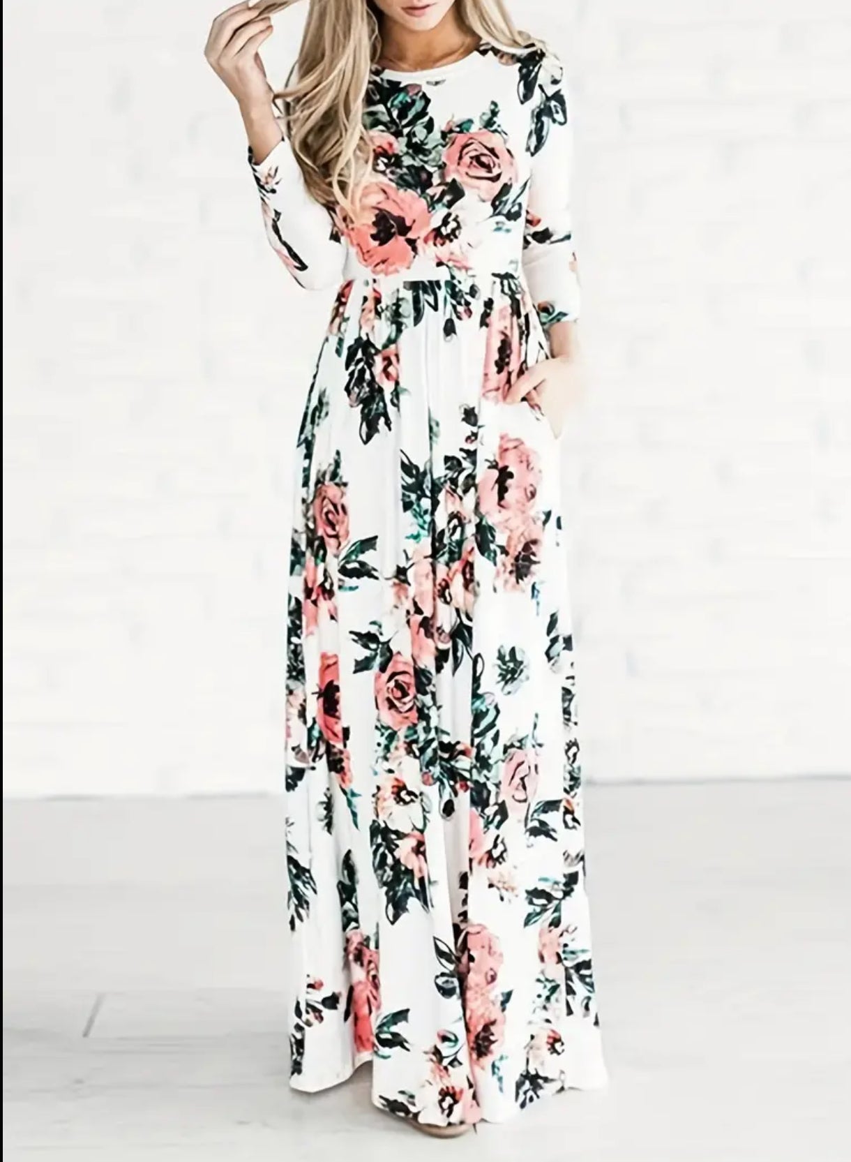 Elegant Floral Print High Waist Maxi Dress 🌷