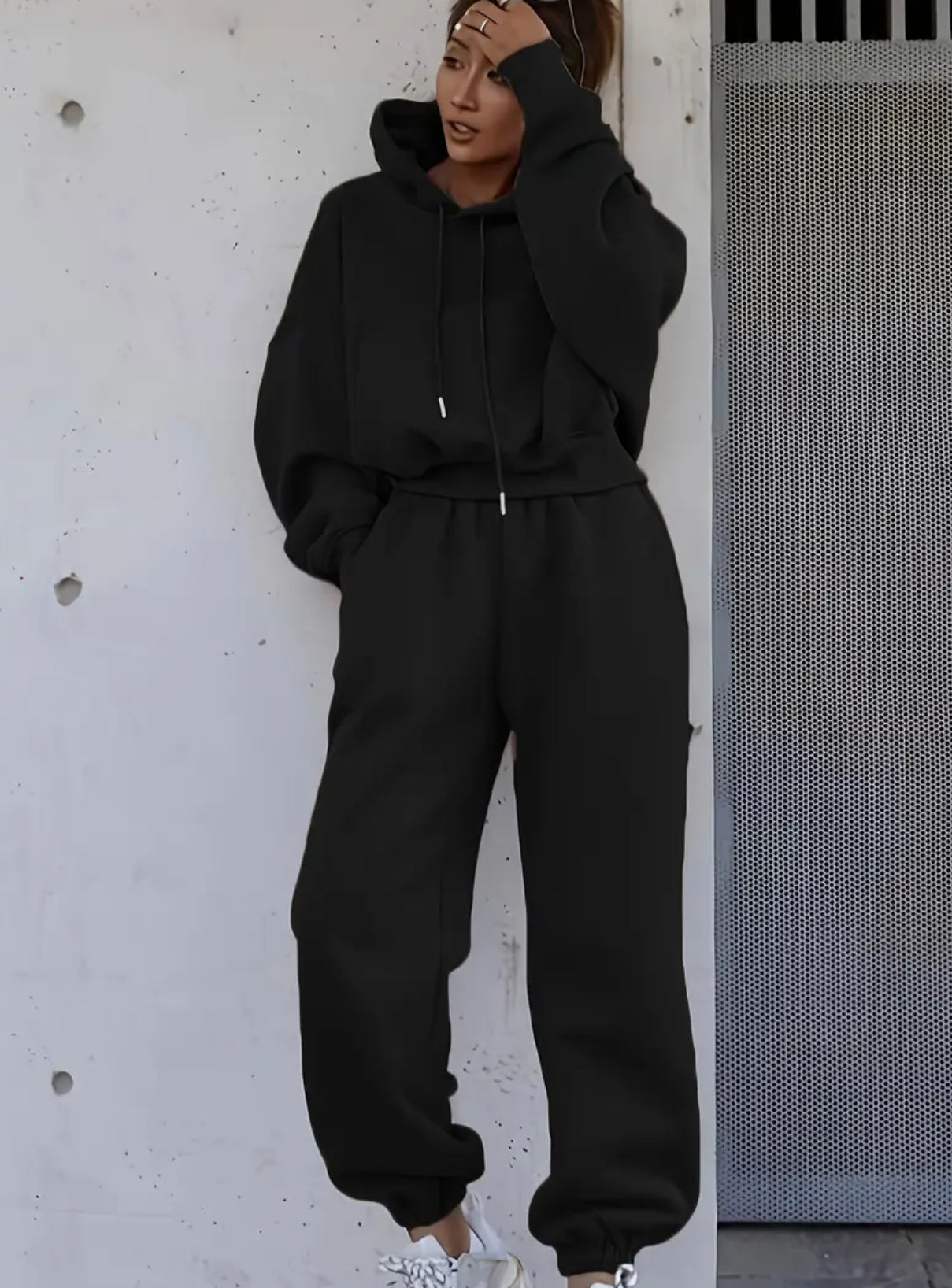 “East L.A.” Casual Chic Hoodie & Drawstring Waist Sweatpants with Relaxed Fit