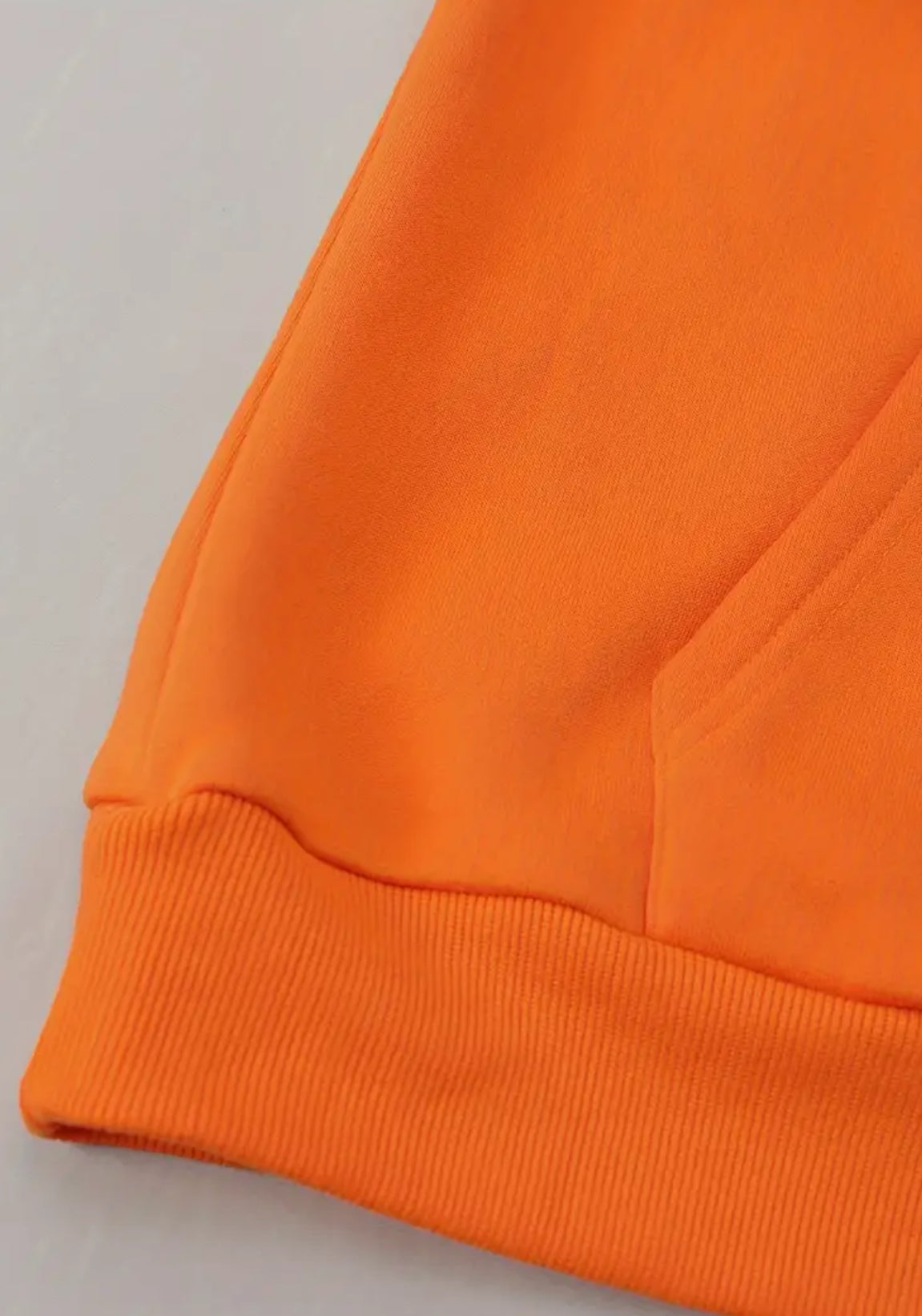 “Politeness” Orange Casual Long Sleeve Hooded Sweatshirt, Drawstring