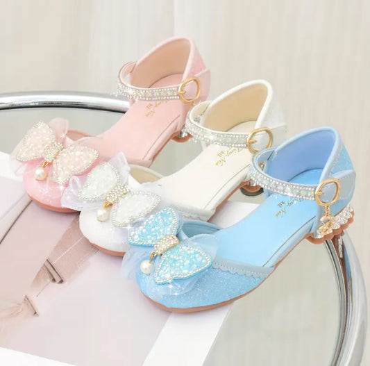 Zapatos planos con lazo y diamantes de imitación de moda para niñas