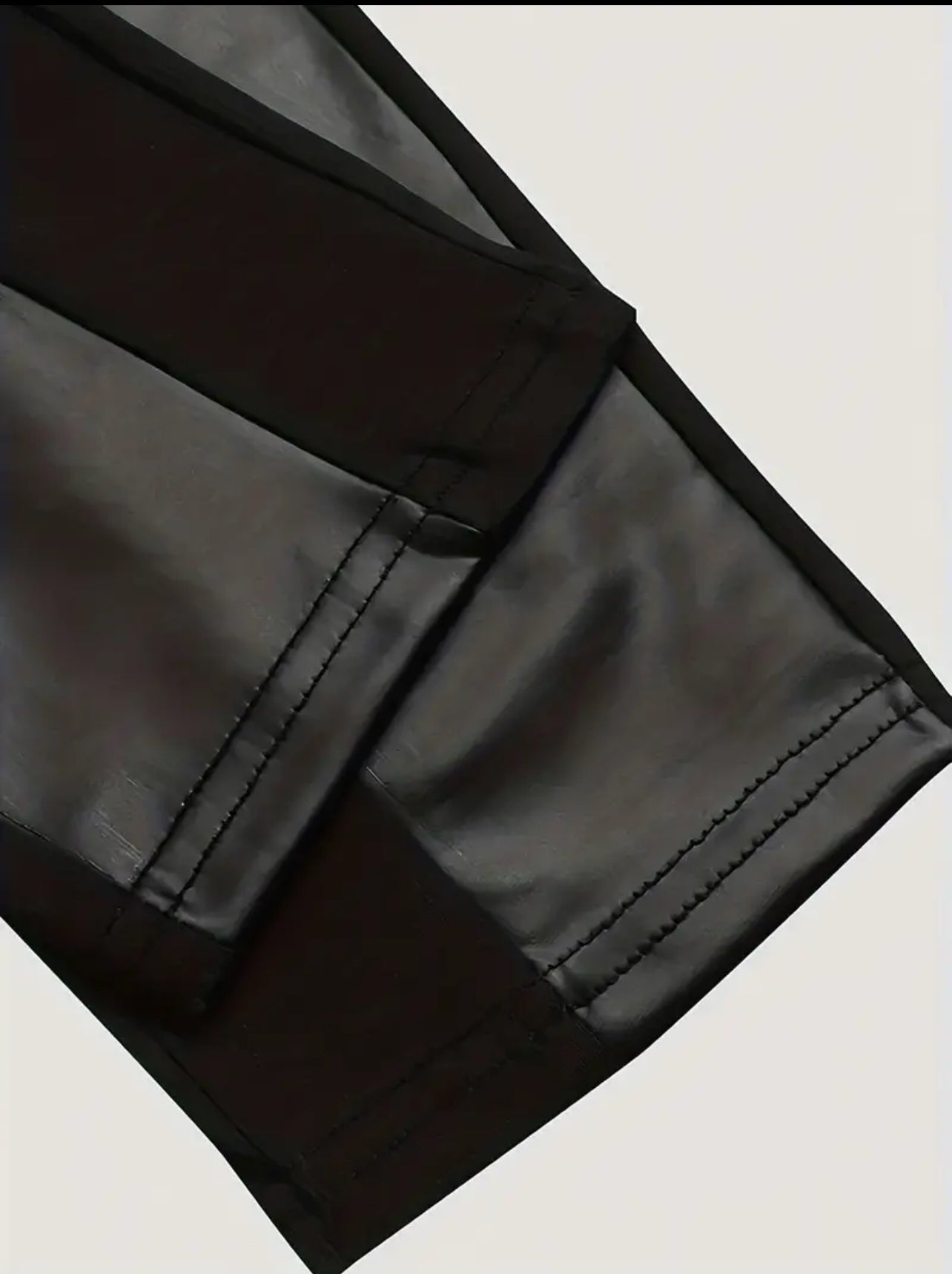 Solid Black Faux Leather Skinny, Zipper Design Pants