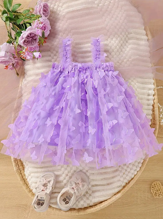 “Purple Butterflies” Baby Girl Princess Mesh Dress