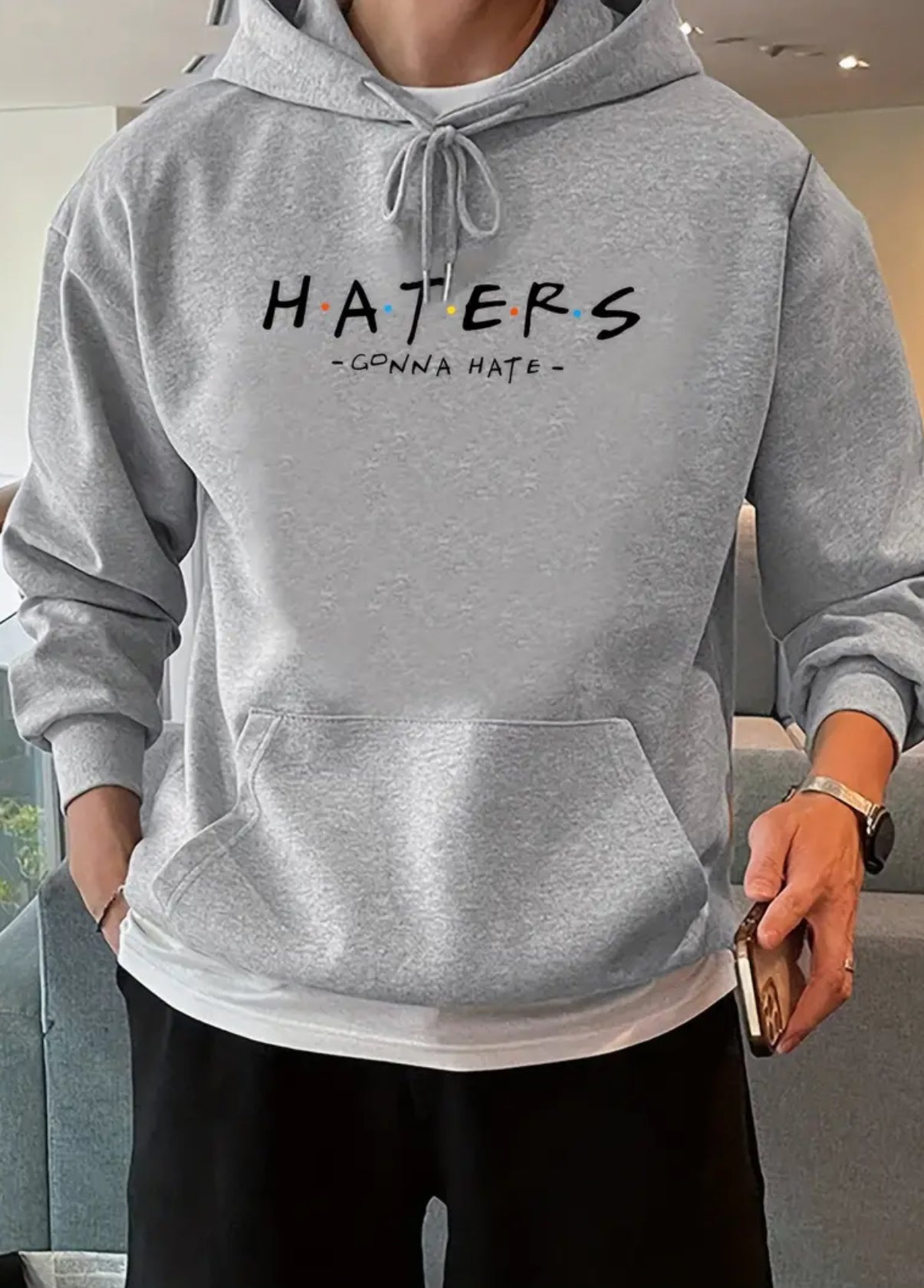 “Haters Gonna Hate” Pullover Hoodie - Kangaroo Pocket, Loose Casual Fit, Perfect Gift for Men or Women