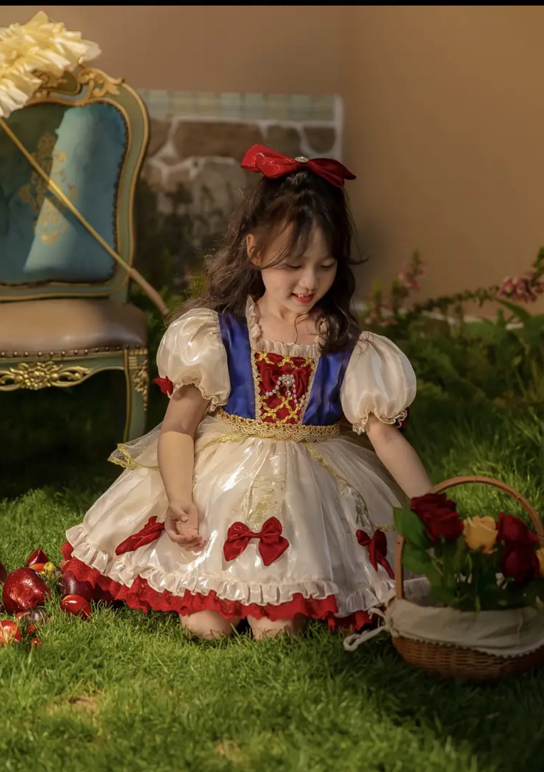 Vestido de princesa de cuento de hadas para niñas, Blancanieves 🍎