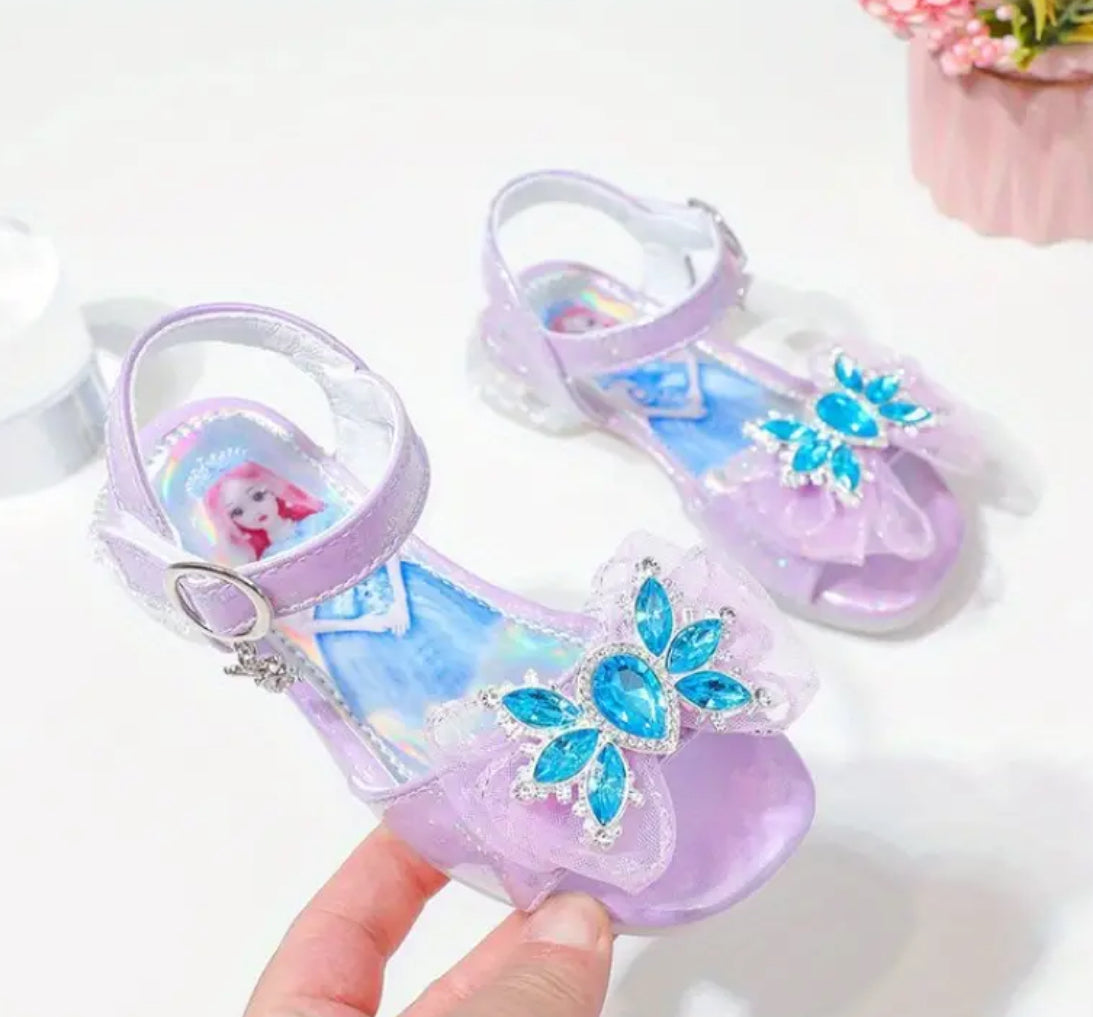 Low, Shiny Bowknot Open Toe Sandals For Girls 🌸