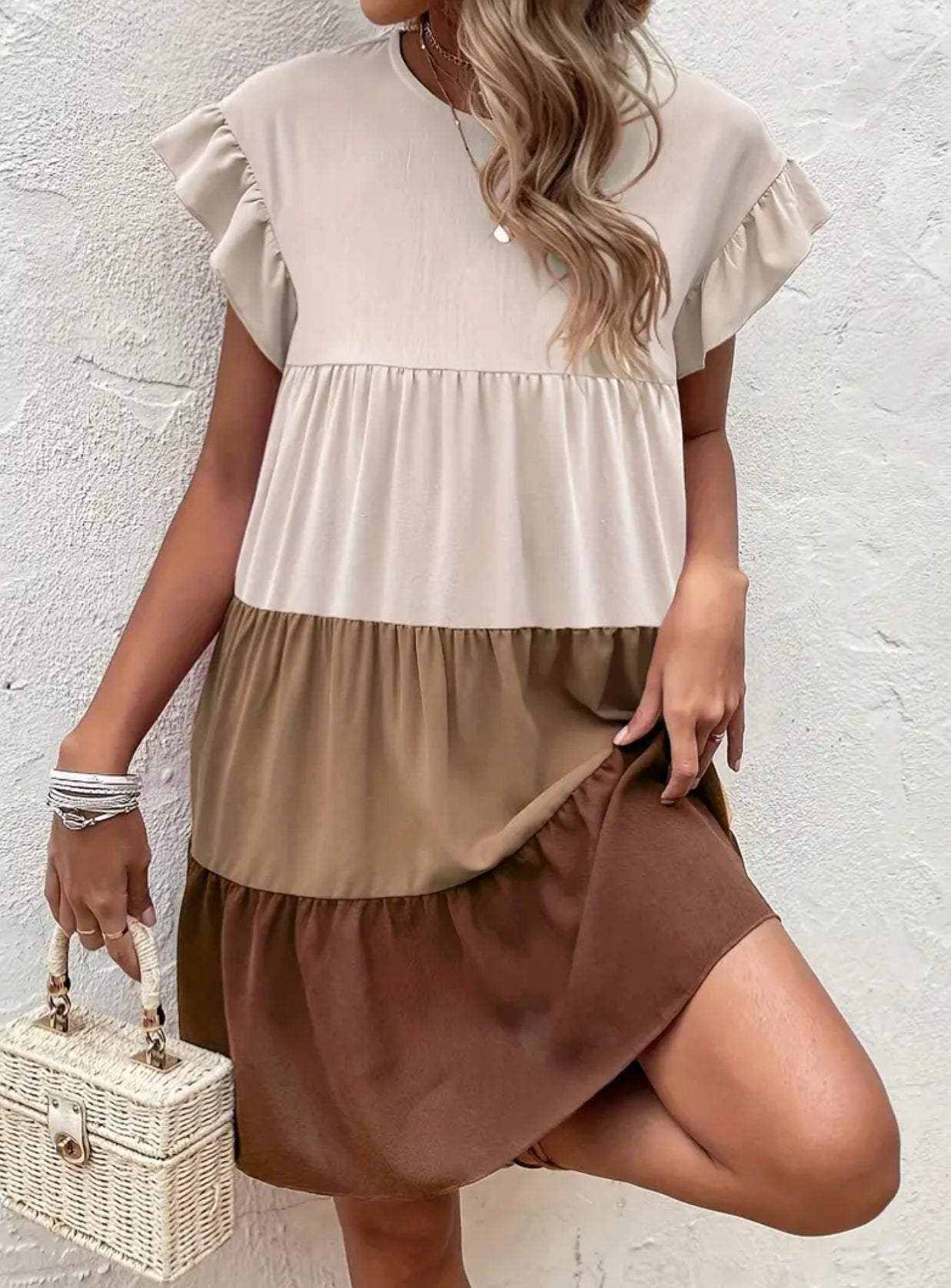 Spring 💐 Ruffle Trim Casual Dress