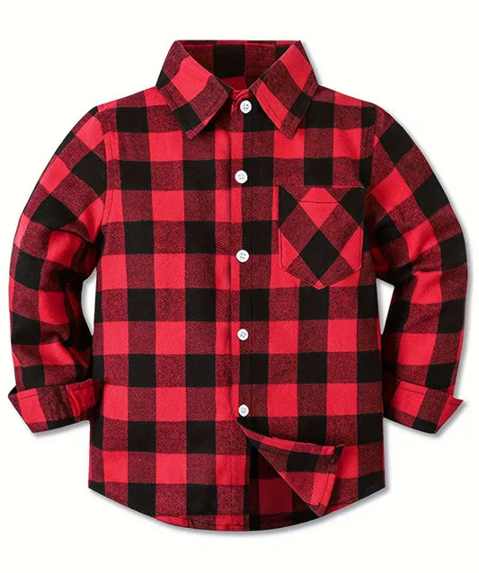 Boys Plaid Flannel Shirt,  Long Sleeve Buttoned Down, My Family ♥️ & Me Collection