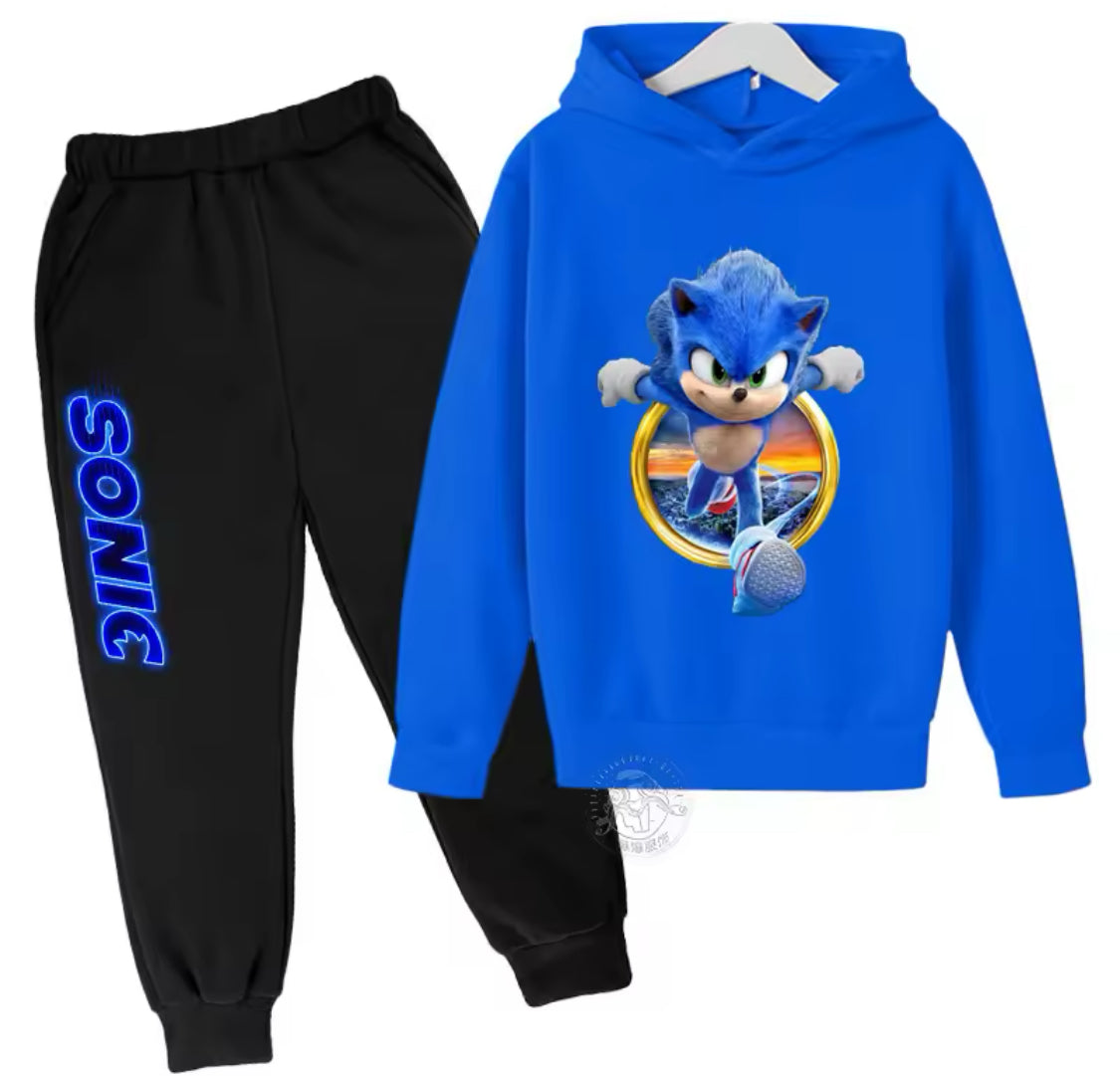 Sonic- Hoodie Set, 2pcs Hooded Sweatshirt + Sweatpants