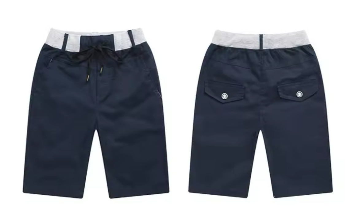 Pantalones cortos de algodón para niños, cintura elástica 🏎️