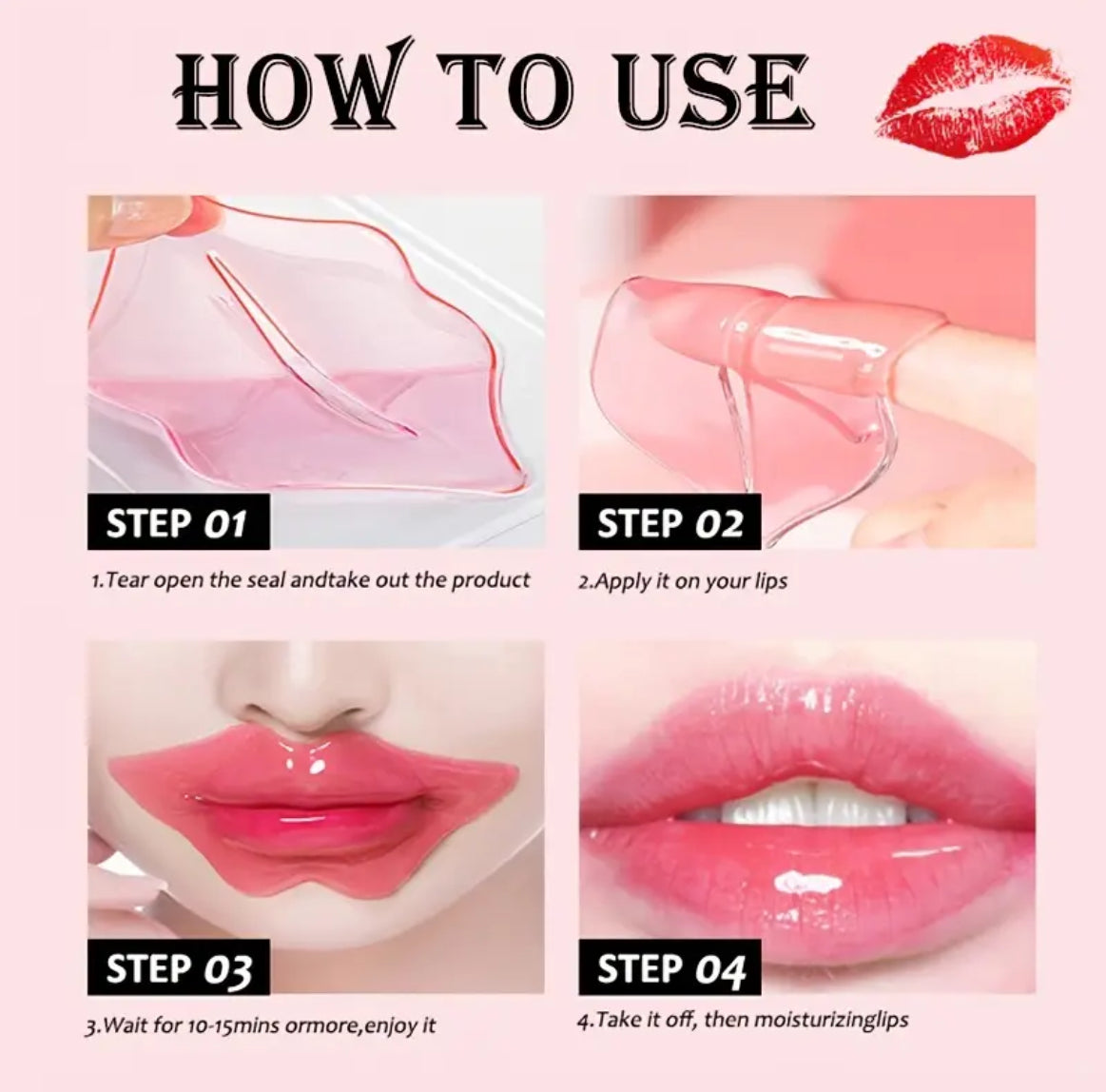 20pcs | Moisturizing Pink Crystal Under Eye Mask & Hydrating Lip Mask Sets