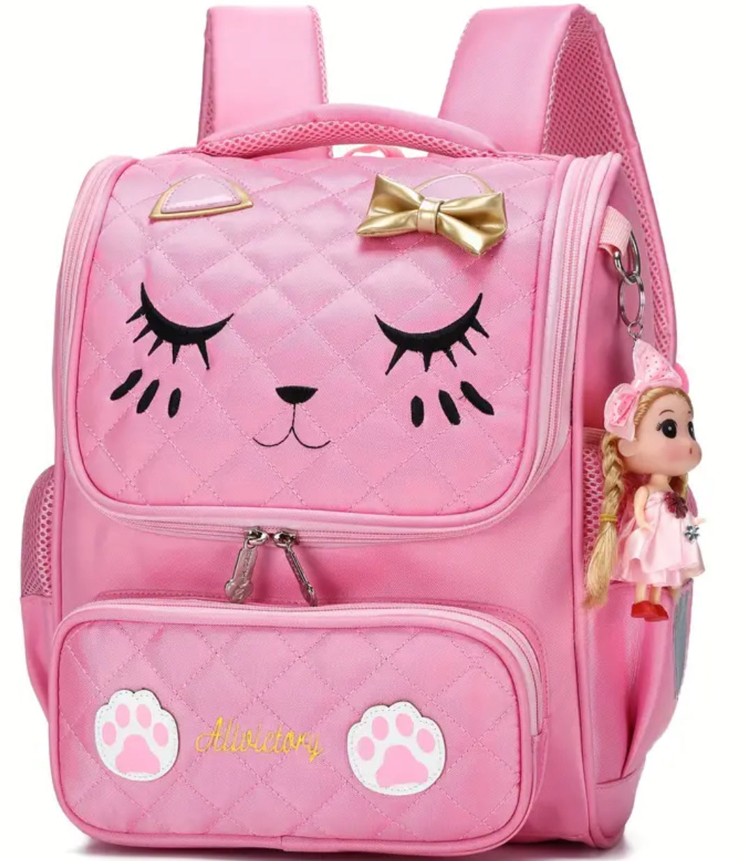 Mochila “Kitty Cat” para niñas, impermeable, 🖤💗