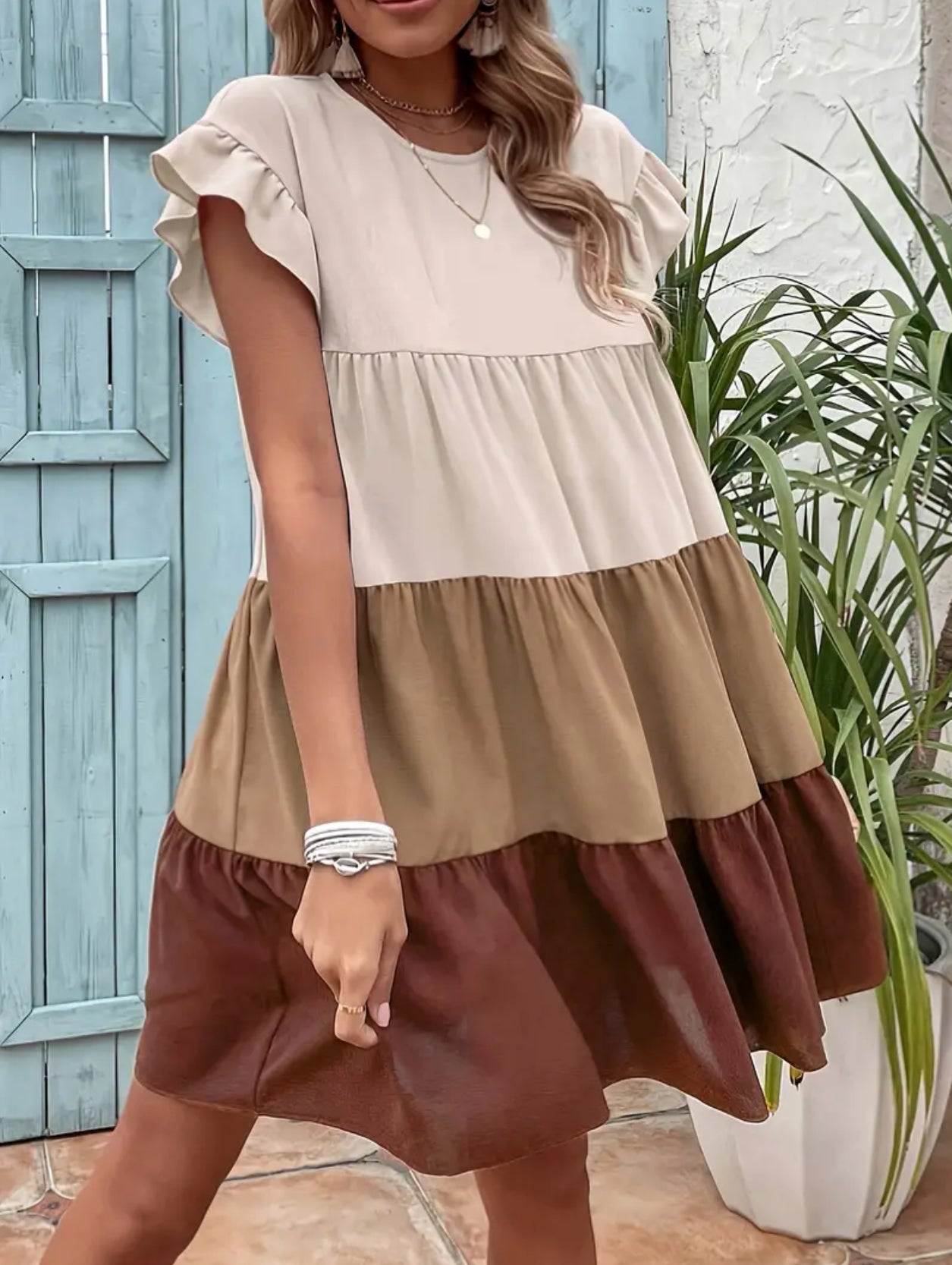 Spring 💐 Ruffle Trim Casual Dress