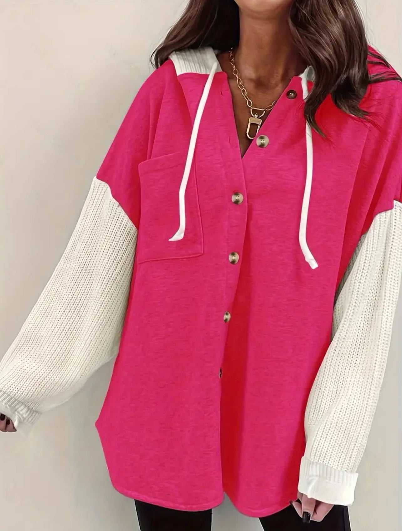 Blush & Slay Plus Size Button Front Pocket Hoodie, Posh 💋 Mommies Collection, S-6XL