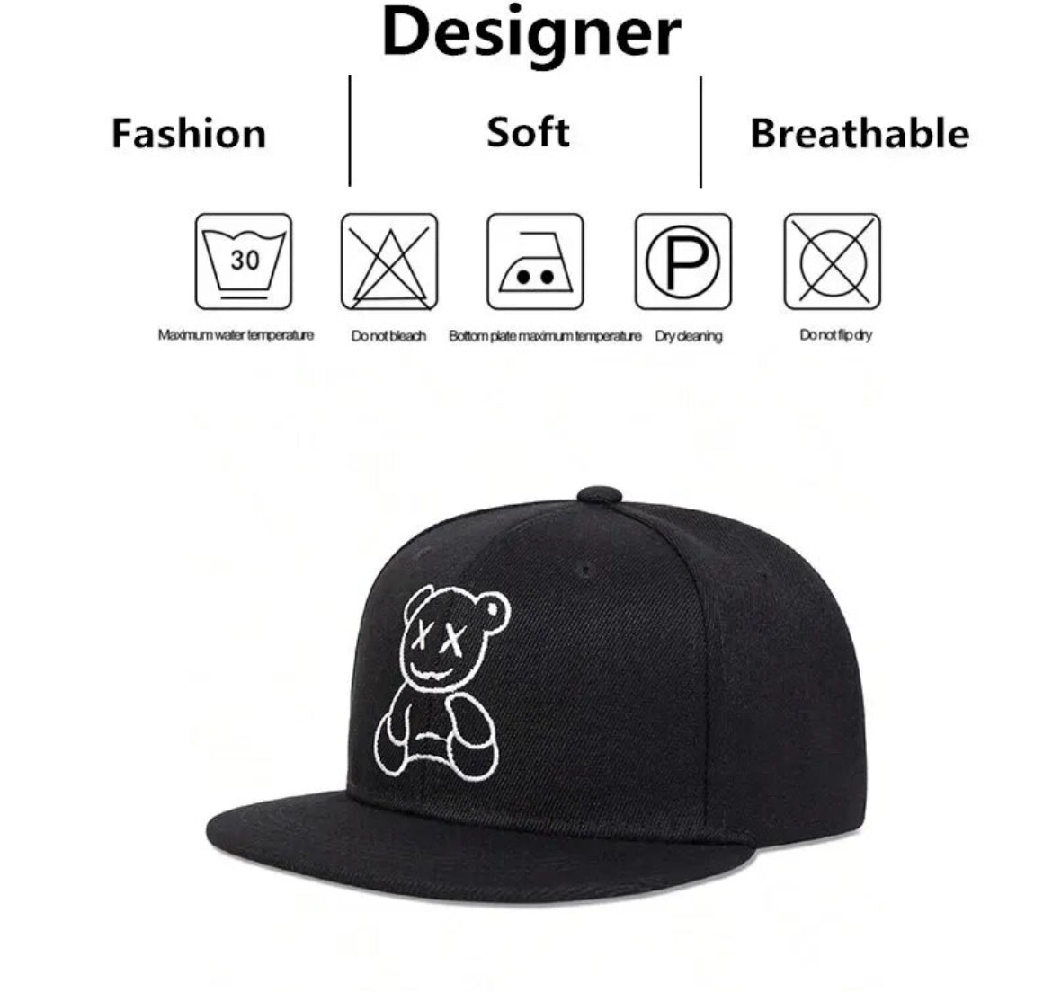 Modish Bear Embroidery Hip-hop Hats, Adjustable