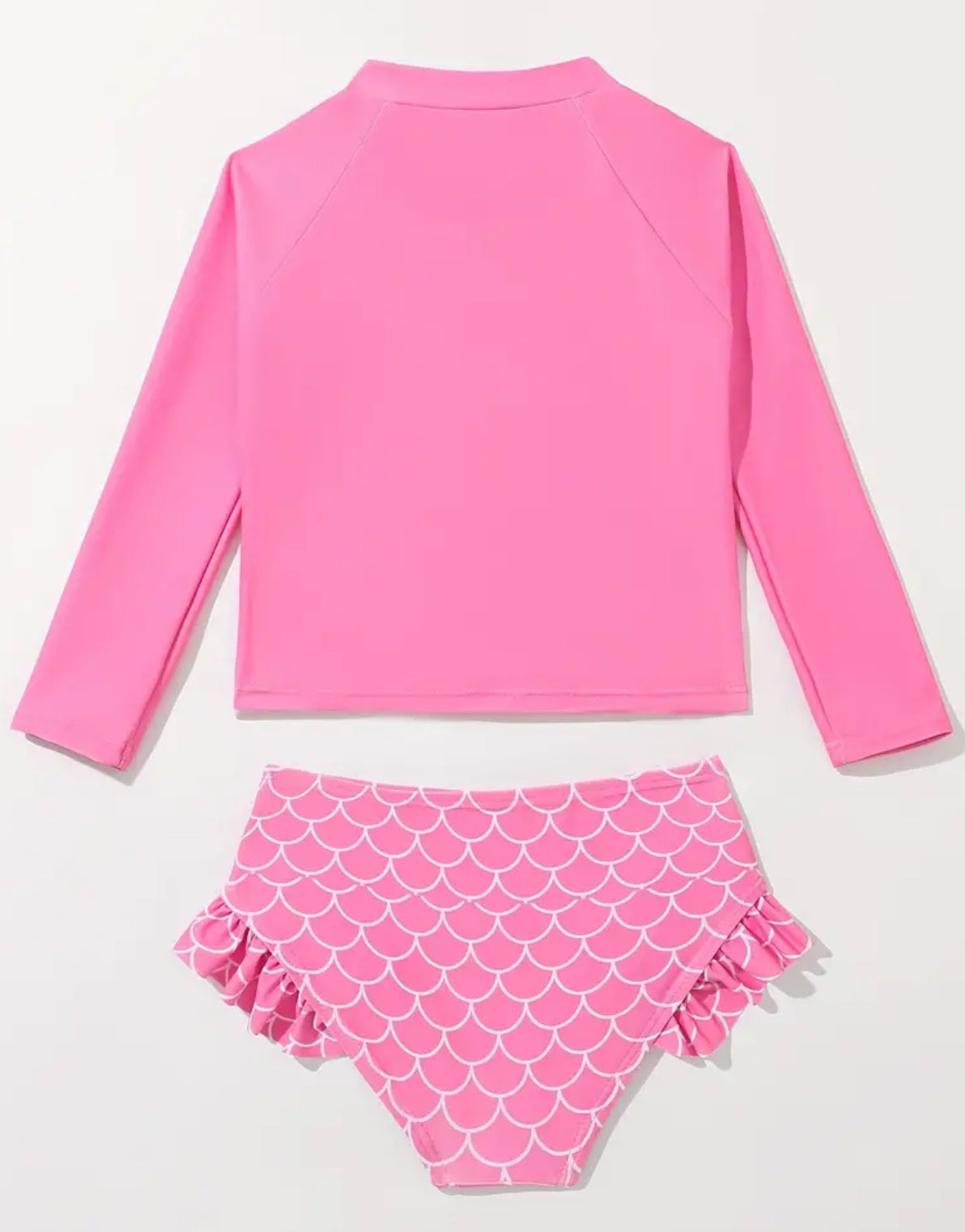 Trajes de baño de 2 piezas para niñas pequeñas, top de sirena y pantalones cortos con estampado de escamas de pez