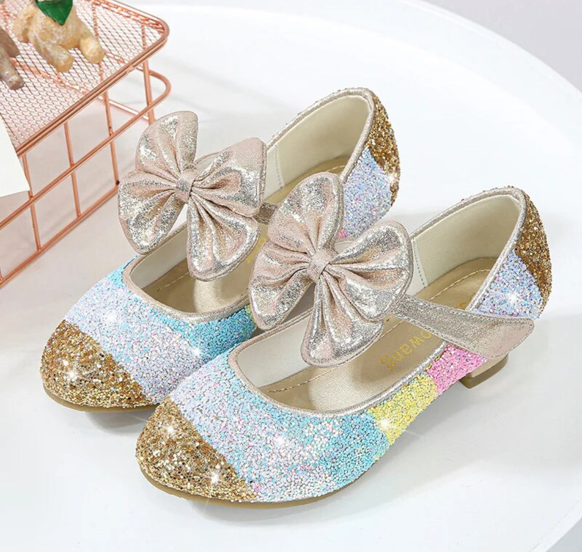 Rainbows, Oh My! Round-Toe Princess Glitter Heels