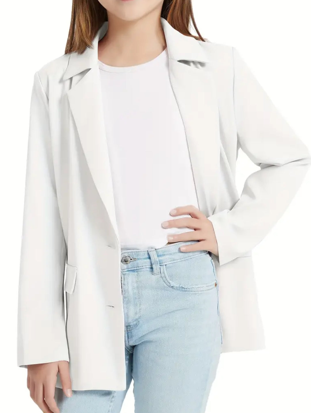 Blazer formal para adolescentes con cuello de solapa y manga larga “Go Chic or Go Home”