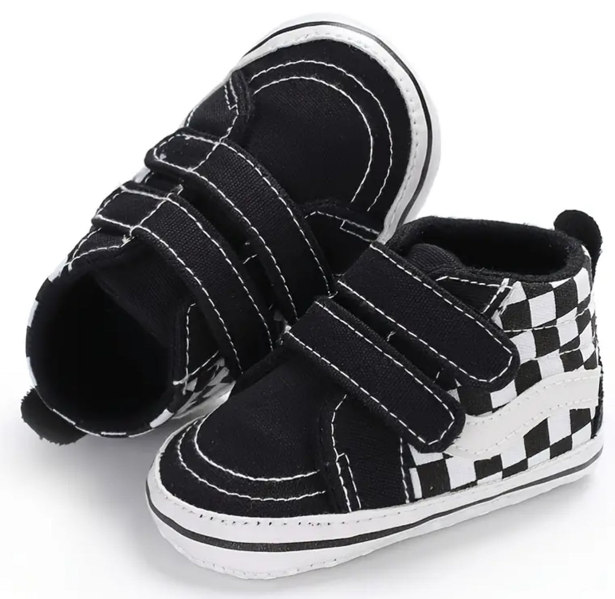 “Plaid Canvas” Casual Soft Sole Non-slip, High-top, Toddler Shoes