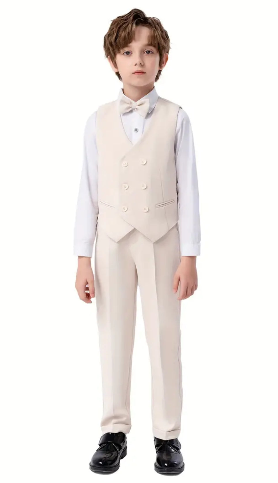 4pcs Boys Formal Gentleman Outfits,Long Sleeve Blazer, Bowtie, Shirt, Pants & Vest