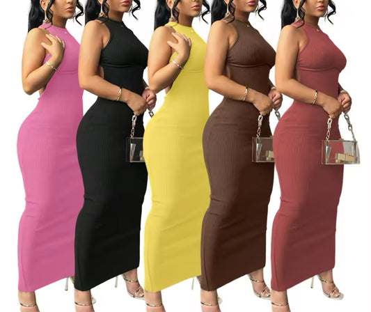 Slim Bodycon, Sleeveless Halter Dress