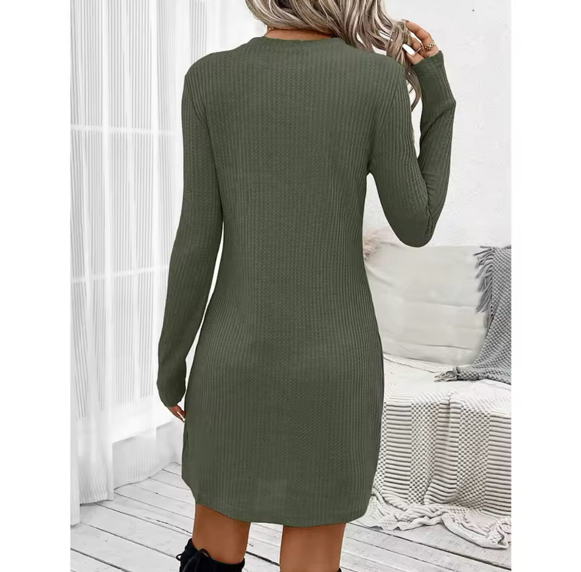 “Sophie” Long Sleeve Stand Collar Mini Wrap Dress