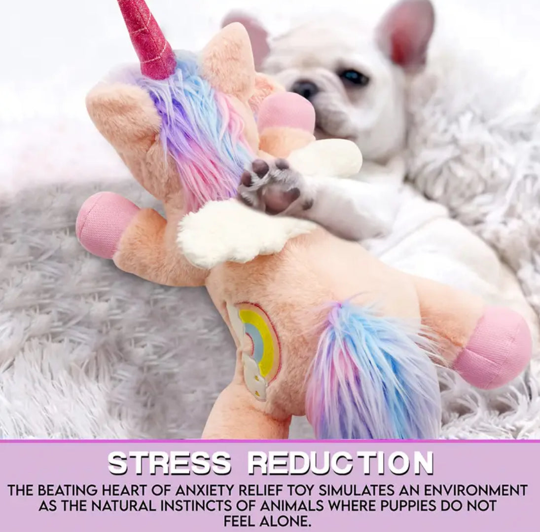 Large Unicorn 🦄 Heartbeat Sleep Companion Plush Dog Toy 🐾