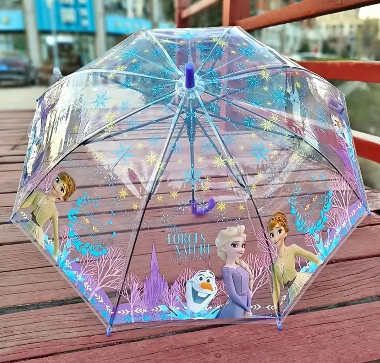 Disney’s ⛄️ Frozen Colorful Rainy Days Umbrella I Automatic Transparent Umbrella