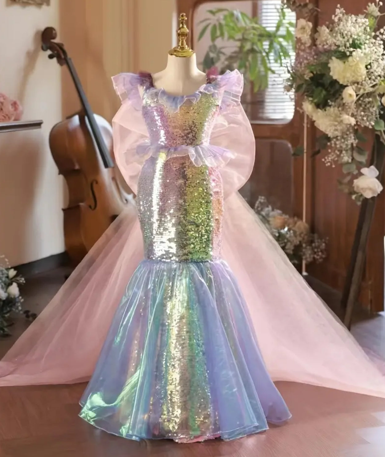 “Children's Fishtails 2024” Catwalk Sequin Princess dress