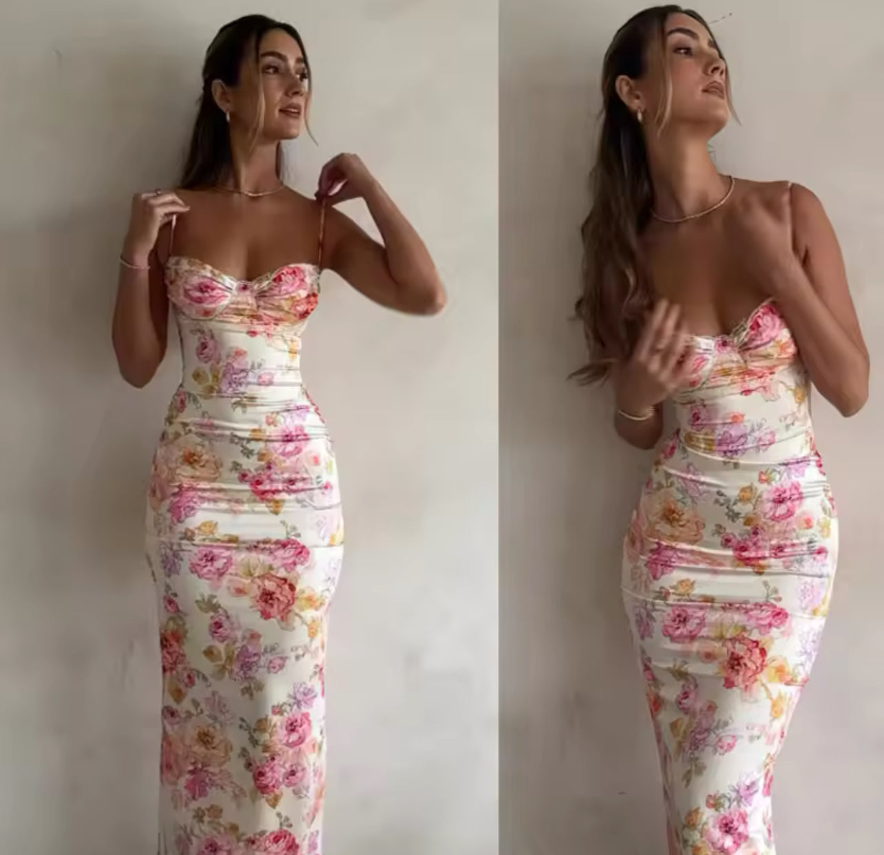 Vestido con tirantes finos y estampado floral “Flores” para mujer, talla XL (12)