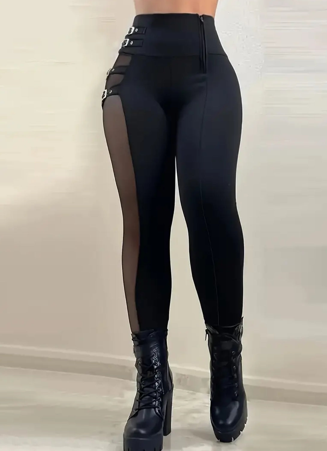 Ultra Flattering Sultry High-Waist Mesh Leggings | Stretchy Fit Zipper Accent Slimming