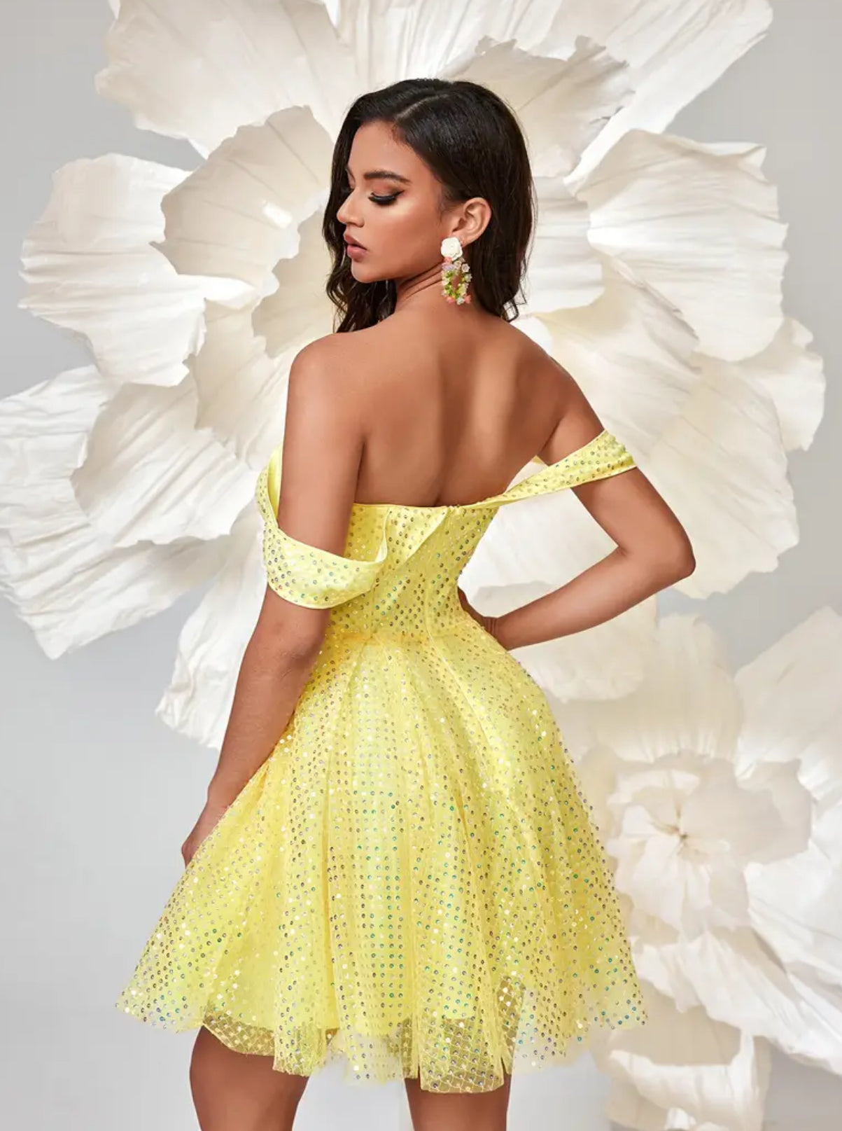 “Sparkling Fairy” Off Shoulder Dress, Bustier A-line Dress