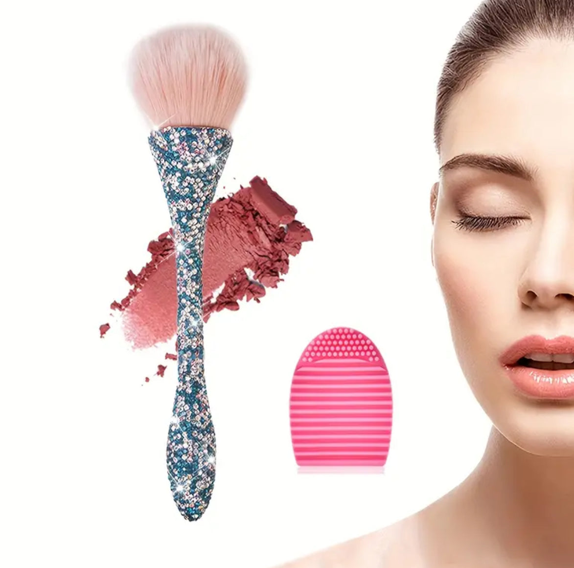 “Crystals” Mineral Powder Kabuki Makeup Brush For Large Coverage