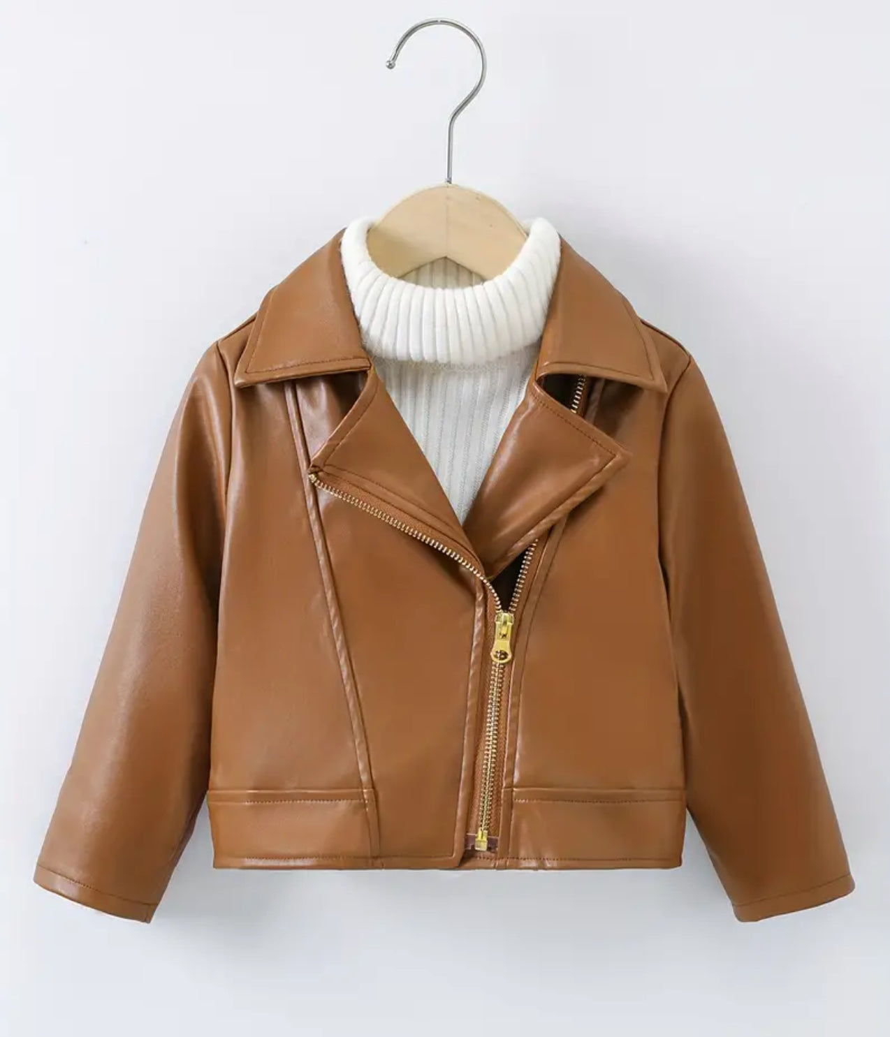 Youth, Solid PU Leather, Lapel Collar Jacket