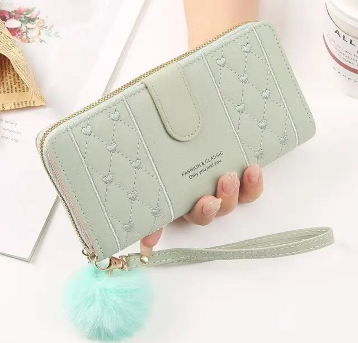 Fashion & Classic! Long Wallet Pu Leather, Coin Purse, Card Organizer, Cell Phone Wristlet Handbag