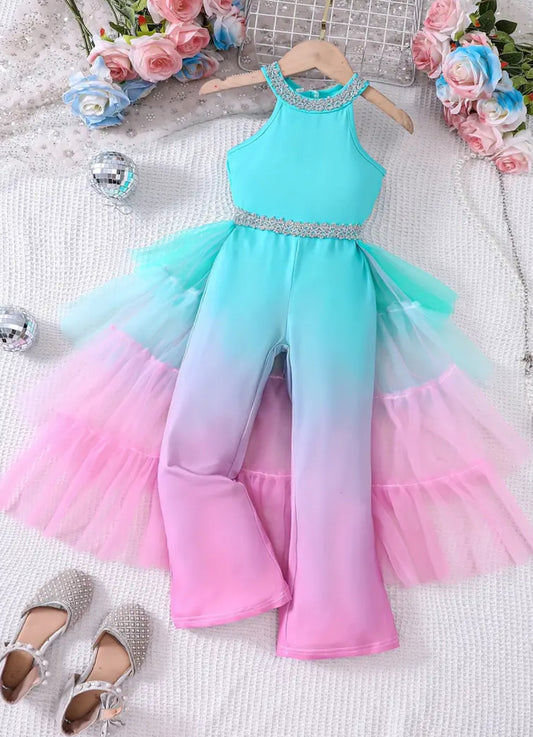 "Njëbrirësh me stil" 🦄 Jumpsuit me arredim me rrjetë gradient, rinor